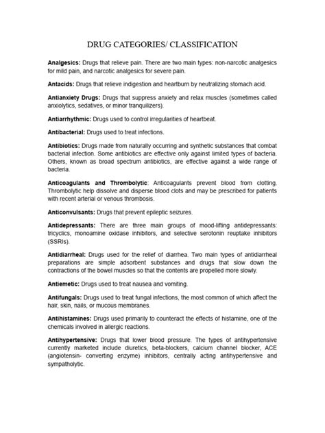 Image result for Drug Classification Chart.pdf