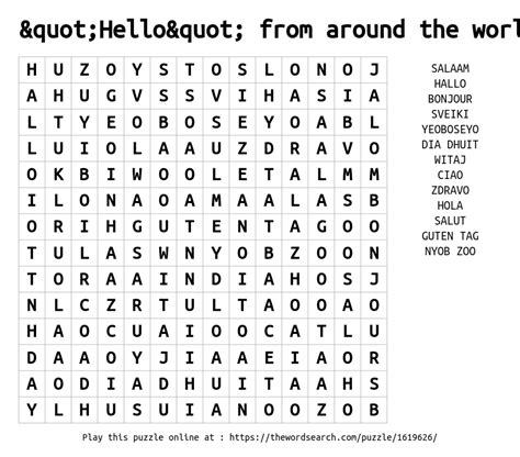 Image result for Word Search World Hello