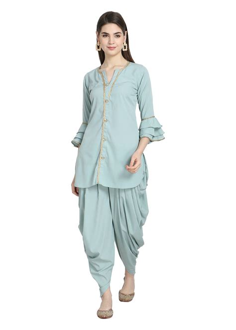 Get Monotone Gota Patti Detail Short Kurta With Dhoti Pants Set at ...