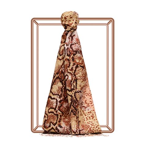 Red Copper Snakeskin Print Silk Shawl | Ipekevi