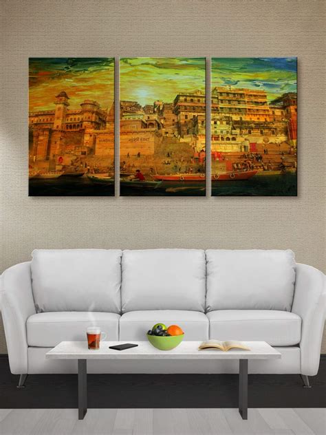 999STORE wooden stretched banaras ghats painting large paintings for ...