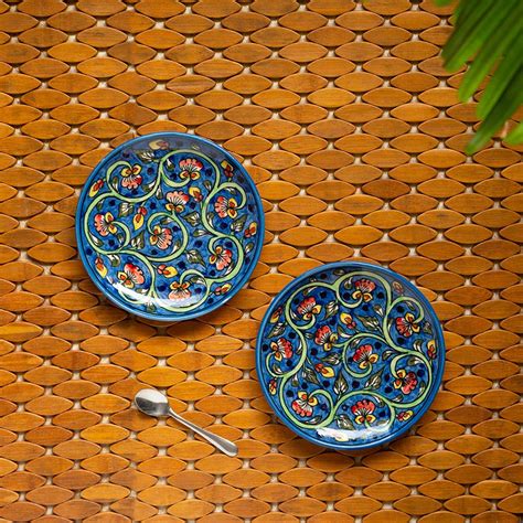 Buy ExclusiveLane 'Mughal Gardens' Hand-Painted Small Ceramic Plates ...