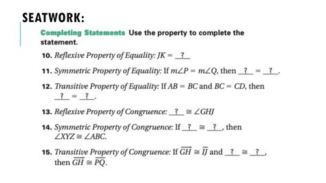 Properties of Equality; Reflexive, Symmetric, Transitive, Addition ...