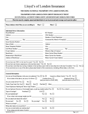 Fillable Online Lloyds of London Insurance - btruckerassocbbcomb Fax ...