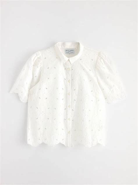 Blus med broderie anglaise | Lindex