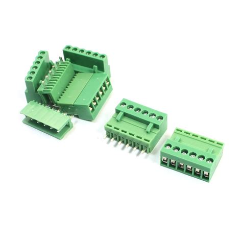 Generic 5Pcs AC 300V 10A 3.96mm 6Pin Green PCB Screw Terminal Block ...