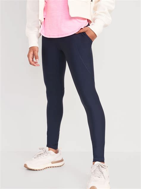 High-Waisted PowerSoft Side-Pocket Leggings for Girls | Old Navy