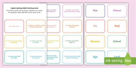 English Spelling Riddle Cards (teacher made) - Twinkl