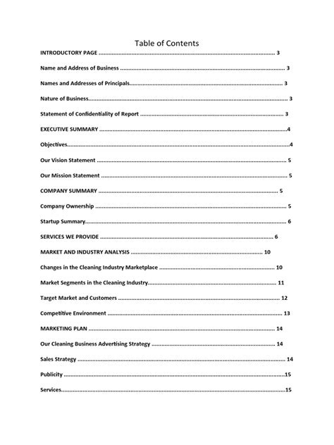 Business Plan Contents Template 的图像结果