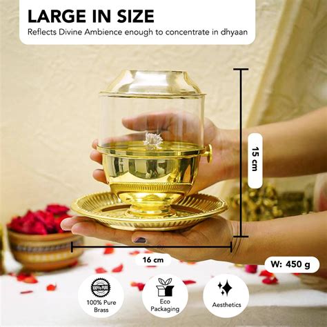 Astrology Talk Pure Brass Akhand Jyot Diya with Glass Cover