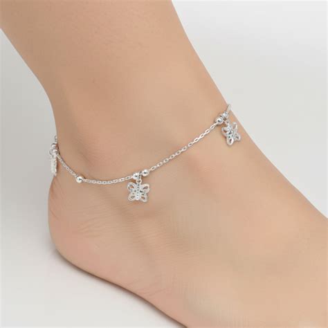 Sterling Silver Butterfly Charm Anklet for Women & Girls – Rihi by P. C ...