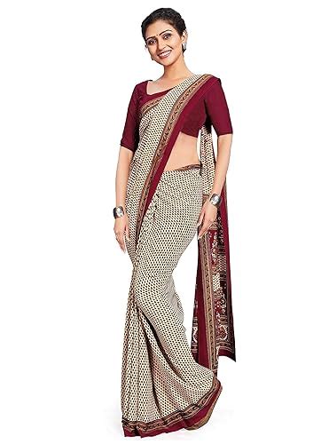 Miraan Women Crepe Silk Saree and Blouse Piece (BANISA1516-1, Maroon ...