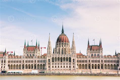 Very beautiful and colorful street in Budapest, the capital of Hungary. Street life in European ...