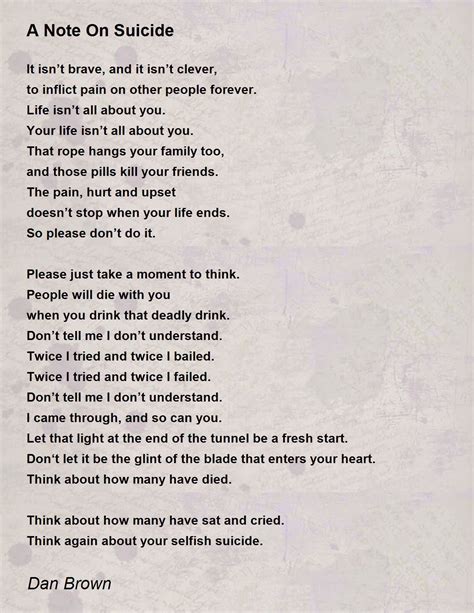 A Note On Suicide Poem by Dan Brown - Poem Hunter