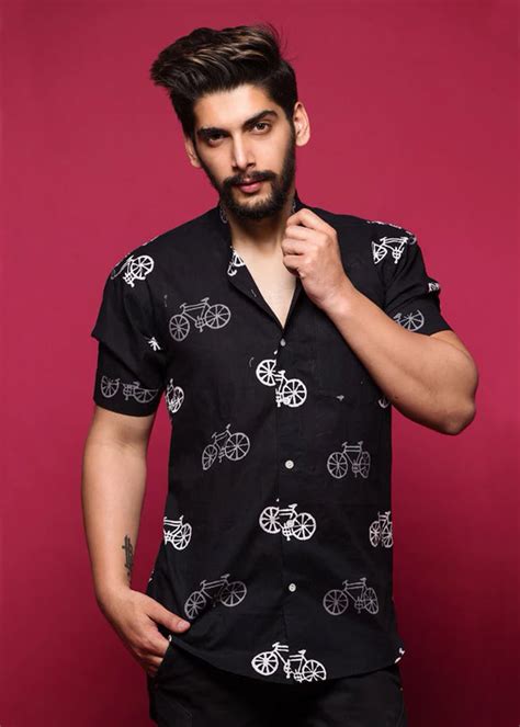 Get Handblock Cycle Print Casual Shirt at ₹ 2650 | LBB Shop