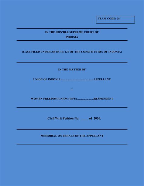 Petitioner SIDE ( Internal MOOT ) - 1 st JAGANNATH MEMORIAL NATIONAL ...