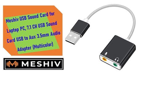Meshiv USB Sound Card for Laptop PC, 7.1 CH l USB to Aux 3.5mm Audio ...