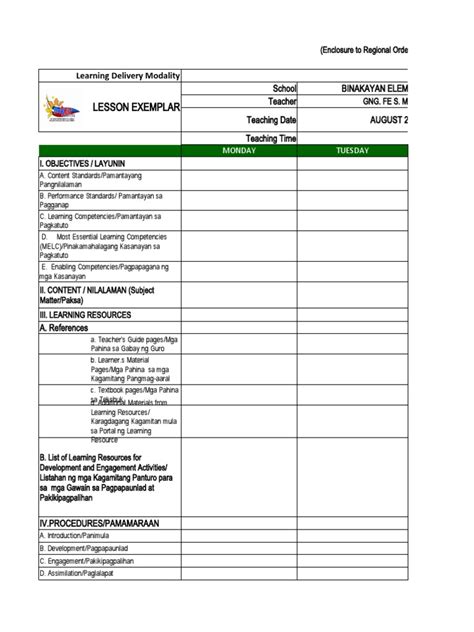 What Is Lesson Exemplar 的图像结果