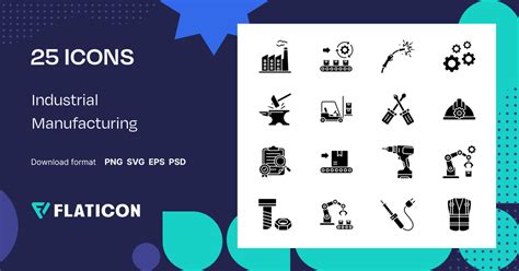 Industrial Manufacturing Icon Pack | Black fill | 25 .SVG Icons