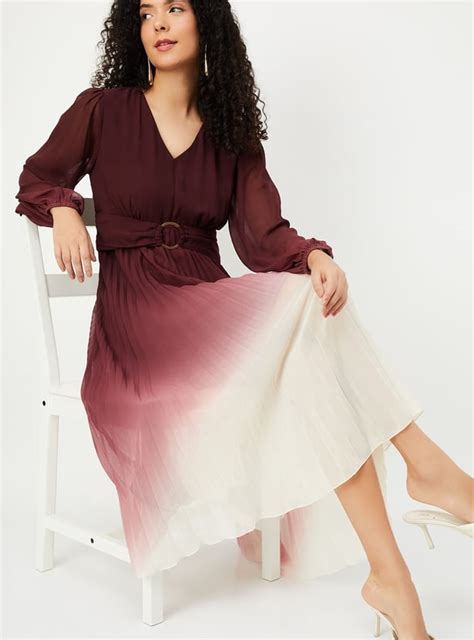 Buy Women Ombre Pleated Midi Dress Online at just Rs. 1399.0 ...