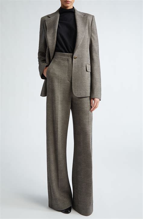Max Mara Cognac Check Wide Leg Wool Blend Jersey Pants | Nordstrom ...