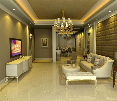 客厅铺800*800米地砖，既简单、大方，又不缺乏现代时尚感，沙发背景墙以几何镜子作为装饰，整个空间-家居美图_装一网装修效果图