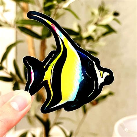 Moorish Idol Sticker (holographic) | Fish Art Sticker | Aquarium Art ...