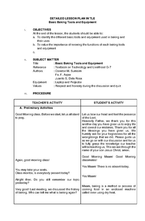 SEMI- Detailed Lesson PLAN in technology livelihood education or ...