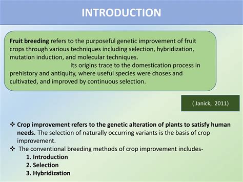 CROP IMPROVEMENT-INTRODUCTION, SELECTION & HYBRIDIZATION FOR APPLE ...
