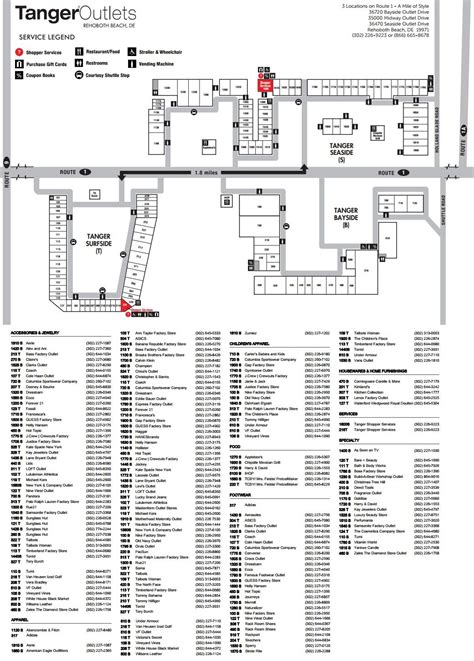 Tanger Outlets Rehoboth Map