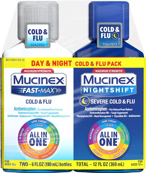 Amazon.com: Mucinex Fast-Max Cold and Flu & Nightshift Severe Cold and Flu Medicine for Adults ...