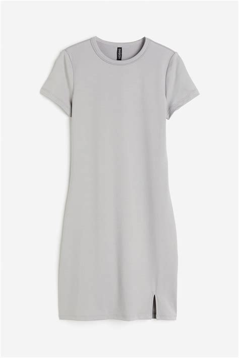Slit-hem bodycon dress - Light grey - Ladies | H&M IN