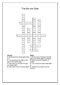 The Narrow Gate - Bible Story - Crossword Puzzle and Word Search - Bell ...
