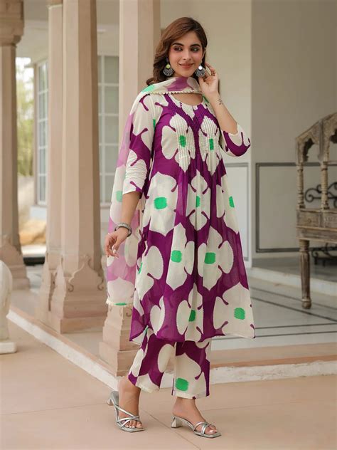 purple and white floral print suit set – Style Like A Diva