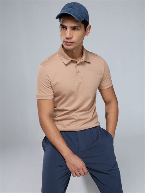 Beige Supima Polo T-shirt - Regular Fit – CAVA Athleisure Pvt Ltd