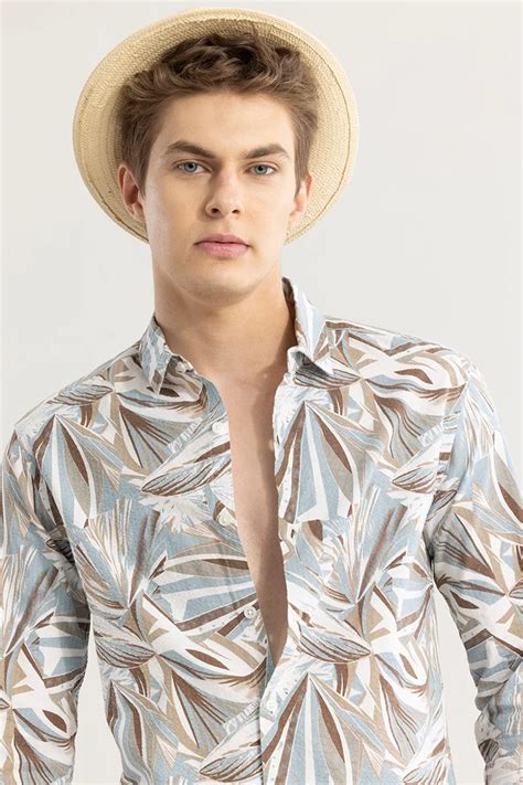 Order now Snitch Tropiblu Abstract Brown Shirt – SNITCH
