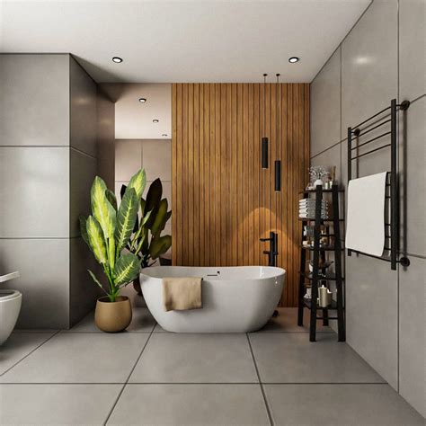 Grey Bathroom Flooring Design With Textured Tiles | Livspace