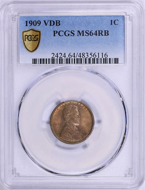 1909 Lincoln Cent V.D.B. PCGS MS-64 RB (Toned) (Item 1810613 ...