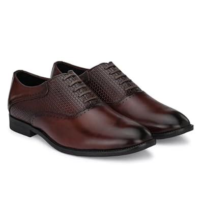 Buy The Aurous Montana Laceup Formal Oxford Shoes - Brown (8) at Amazon.in