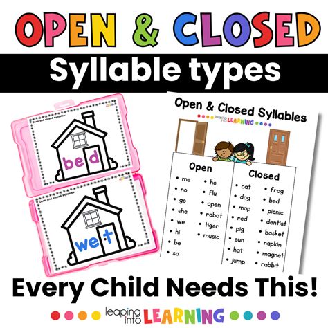 Open Closed Syllables Word Lists 的图像结果