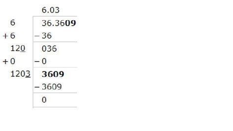 Division method to find square root of 36.3609 - Brainly.in