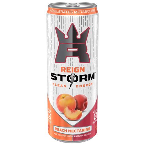 Reign Storm Peach Nectarine Clean Energy Drink, 12 fl oz Can, 200mg ...