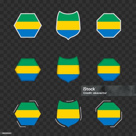 National Symbols Of Gabon On A Dark Transparent Background Vector Flags ...