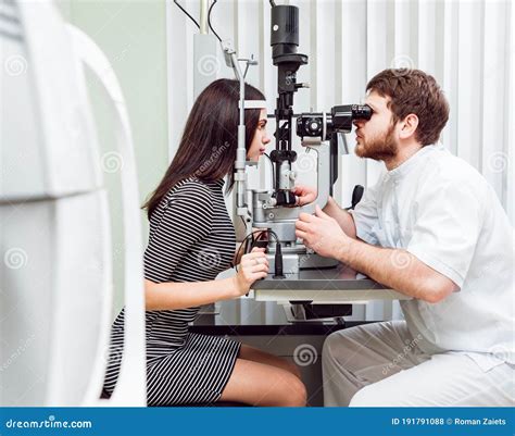 Slit Lamp Examination. Biomicroscopy Of The Anterior Eye Segment. Stock ...