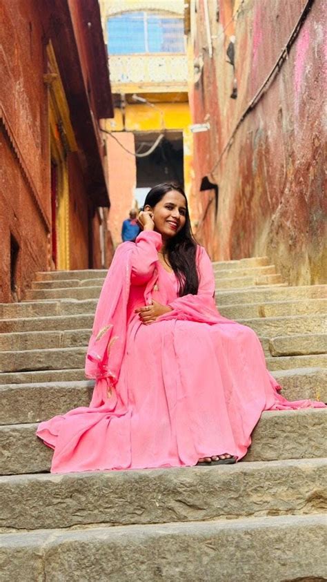 Rosy Pink Georgette Anarkali Suit Set For Women Online