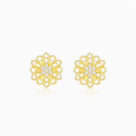 Golden Blooming Flower Stud Earrings – GIVA Jewellery