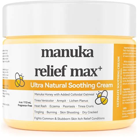 Max Strength Treat Natural Organic Manuka Honey Cream Ointment, Soothing Relief for Dry, Heat ...