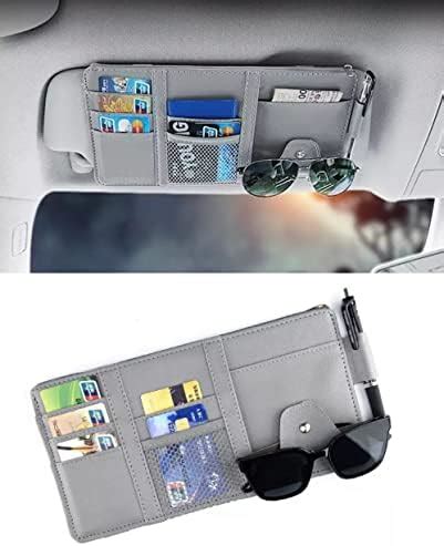 AUGEN PU Leather Multi-Function Car Space Sun Visor Organizer Hanging ...
