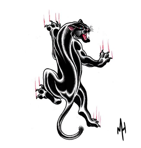 American Traditional Panther Tattoo Black and White Design Guide