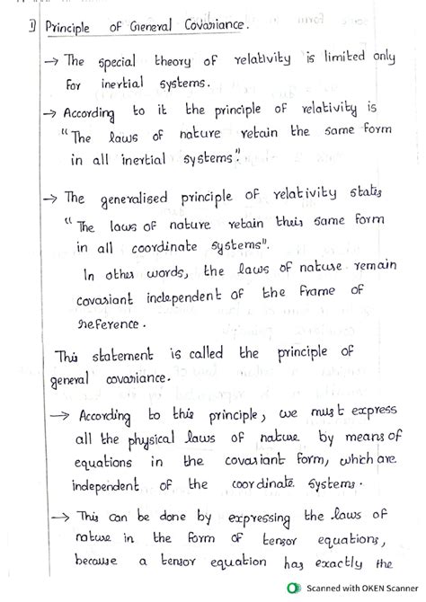 Principle OF General Covariance - Physics - Studocu